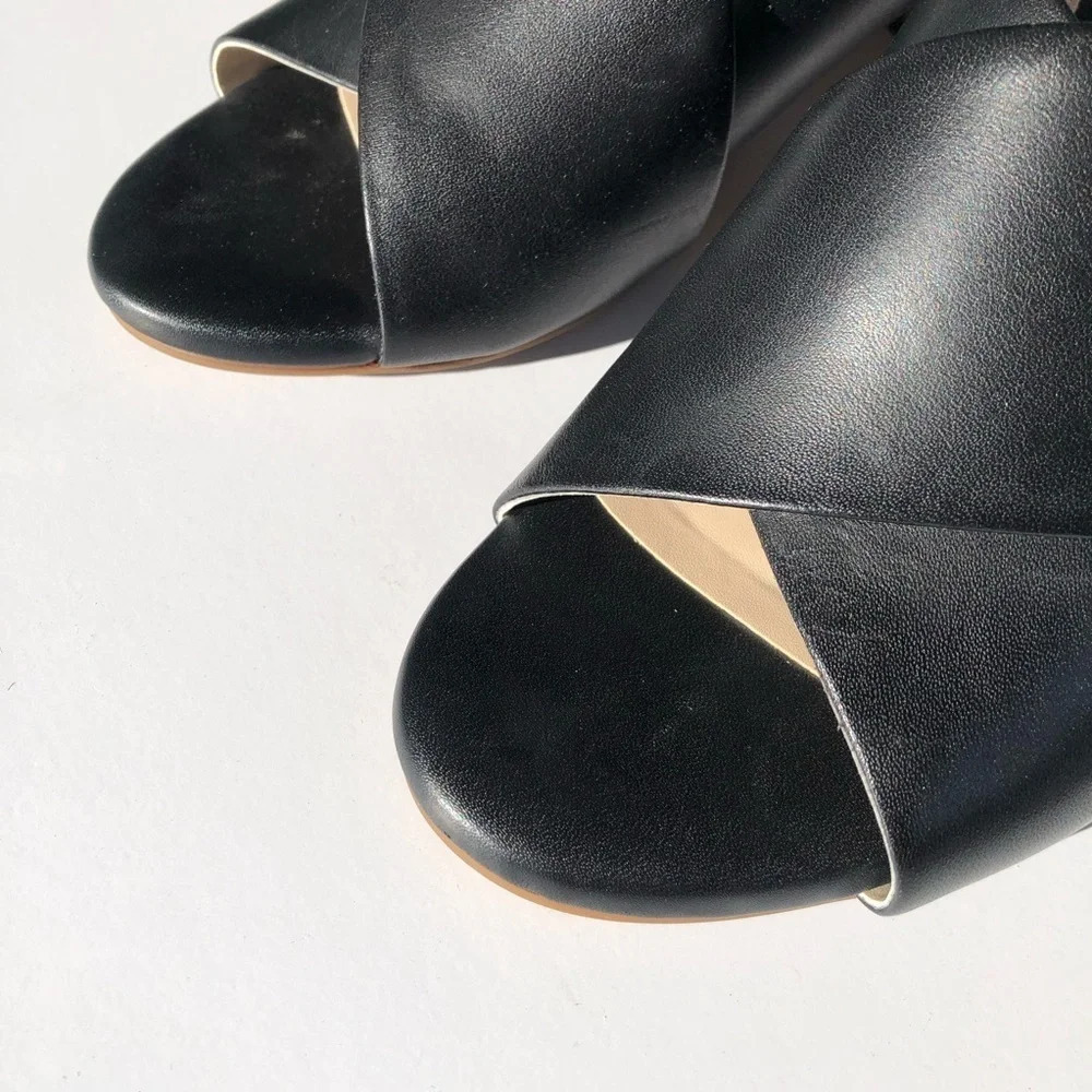 New Cole Haan Dakota Criss Cross Black Leather Sandals 8B - Picture 5 of 9